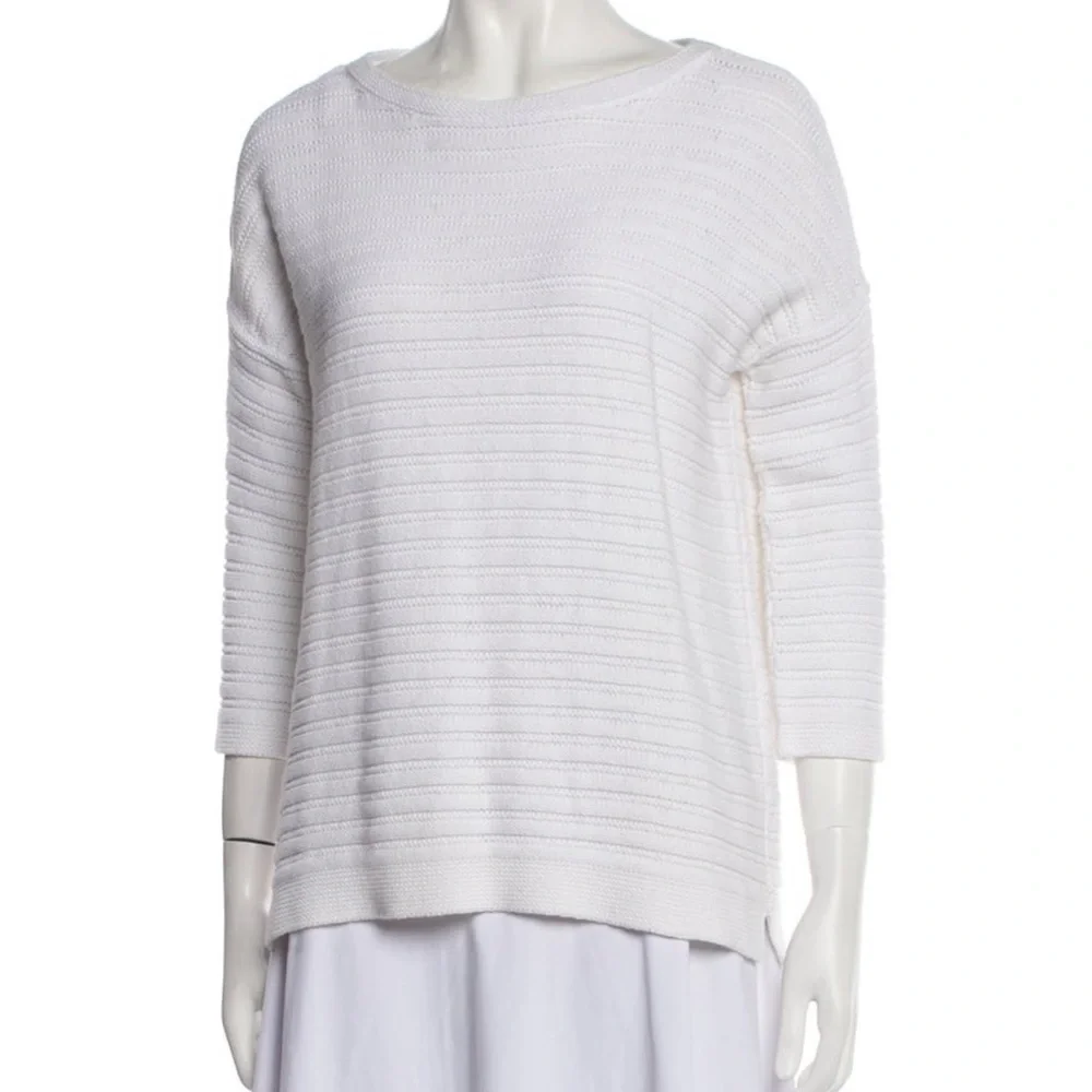 White Ribbed Knit Sweater - Picture 1 of 3